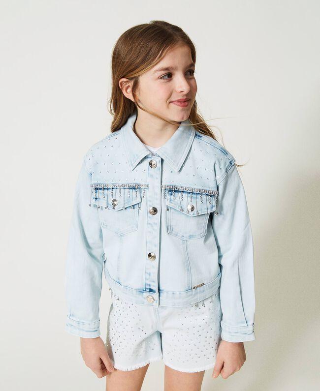 GIUBBINO IN DENIM CON DETTAGLIO GIOIELLO 