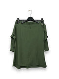 LOVEme Completo blusa con alamari e shorts on viscosa goffrata