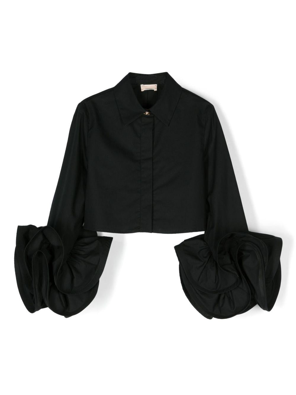 CAMICIA CON MANICHE A VOLANT NERO 