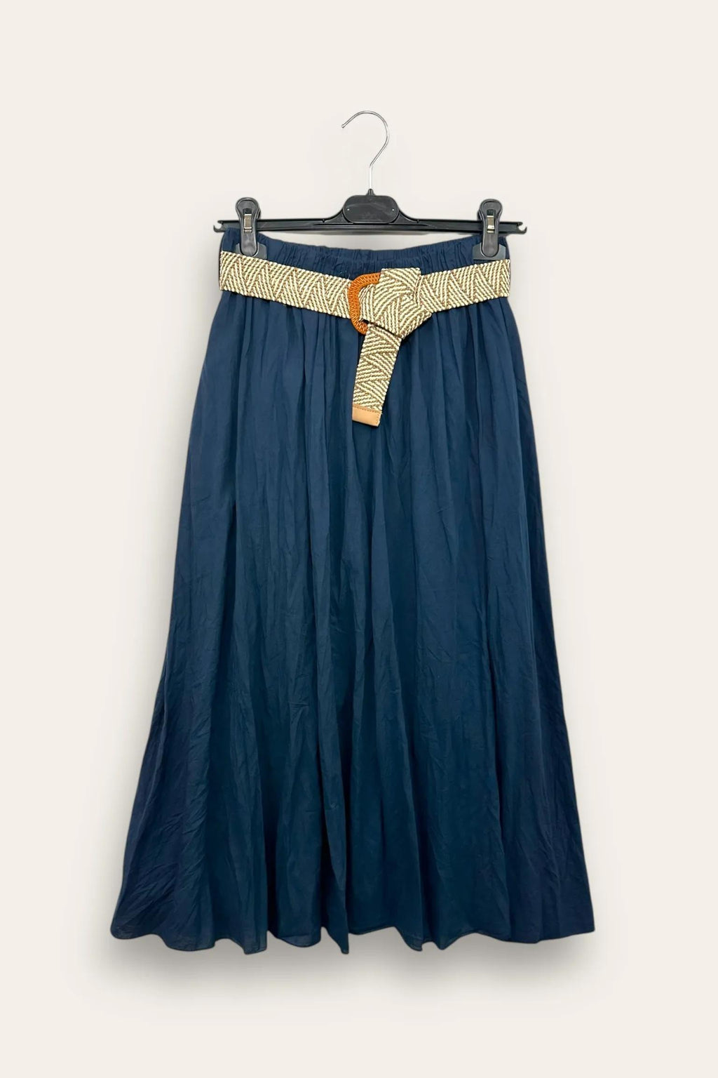 Gonna in cotone stroppicciata CH-12875/Blu LOVEme