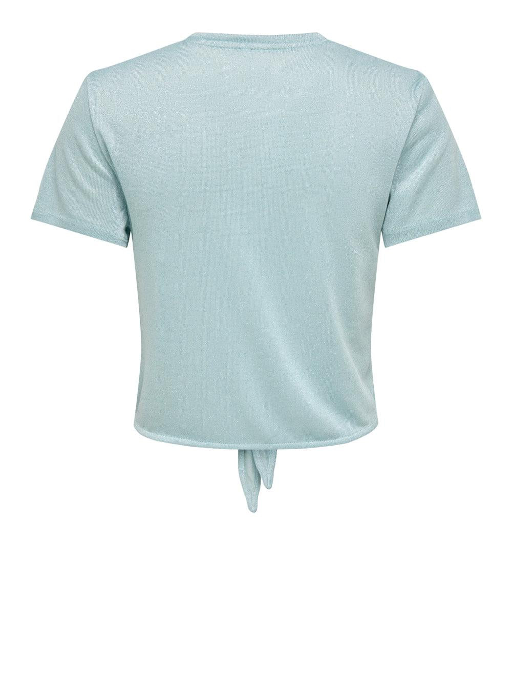 ONLAMBER LIFE S/S GLITTER KNOT TOP JRS 15346643/Cloud Blue ONLY