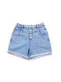 DENIM SHORTS W/EXPOSED BUTTON 
