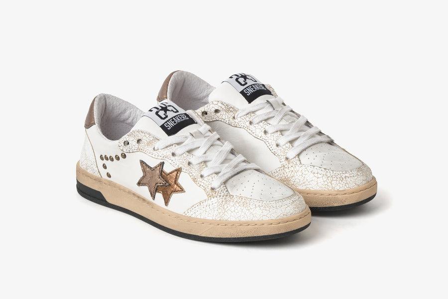 SNEAKERS WEEK STAR BIANCO/BRONZO CON BORCHIE 
