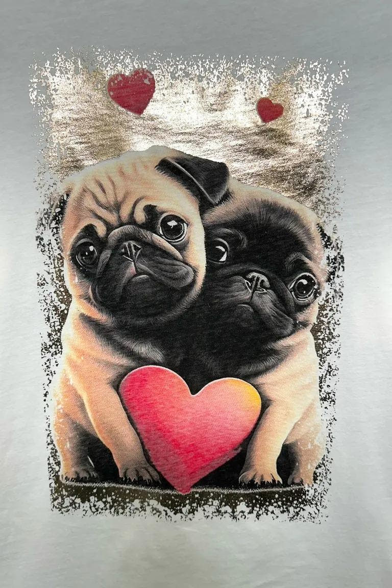 T-shirt con stampa bulldog e satinato lo sfondo VB-10781/Bianco LOVEme