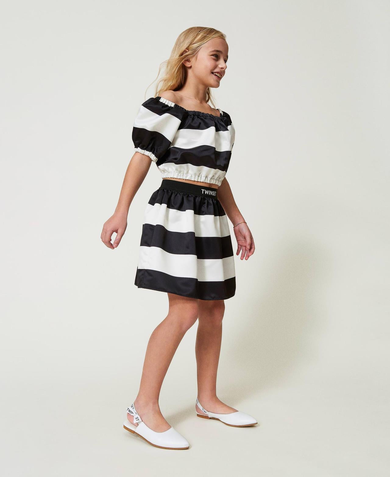 BLUSA IN RASO STAMPA RIGHE 