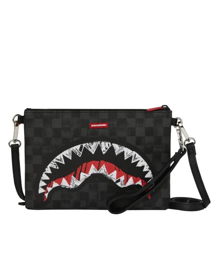 SCRIBBLE SHARK CROSSOVER CLUTCH 910B8229NSZ/CHECK SPRAYGROUND