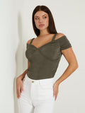 GUESS SS EMILY SHINY RIB TOP