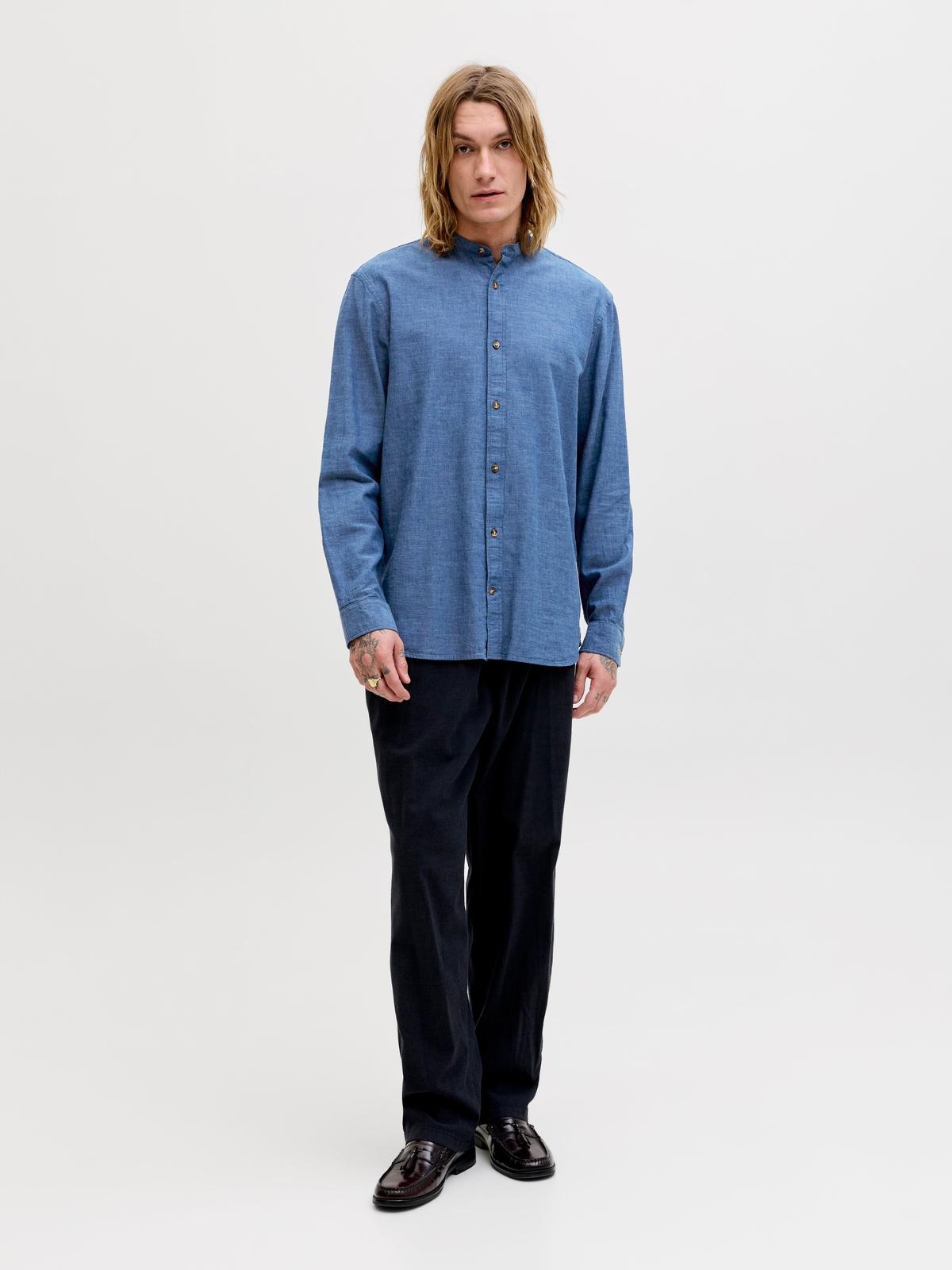 JJESUMMER LINEN BLEND BAND SHIRT L/S SN 