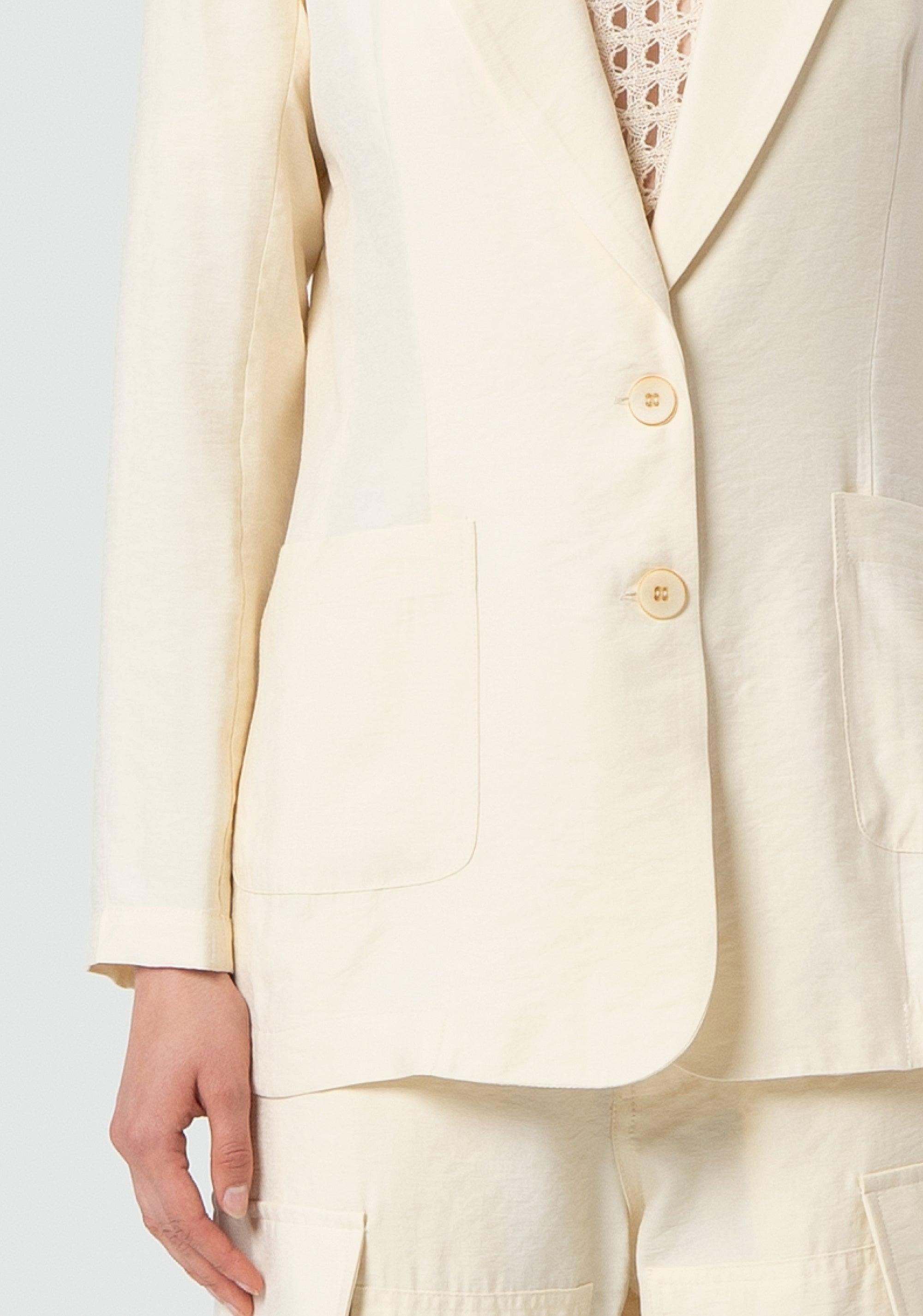 LONG HOODED BLAZER BUTTER 