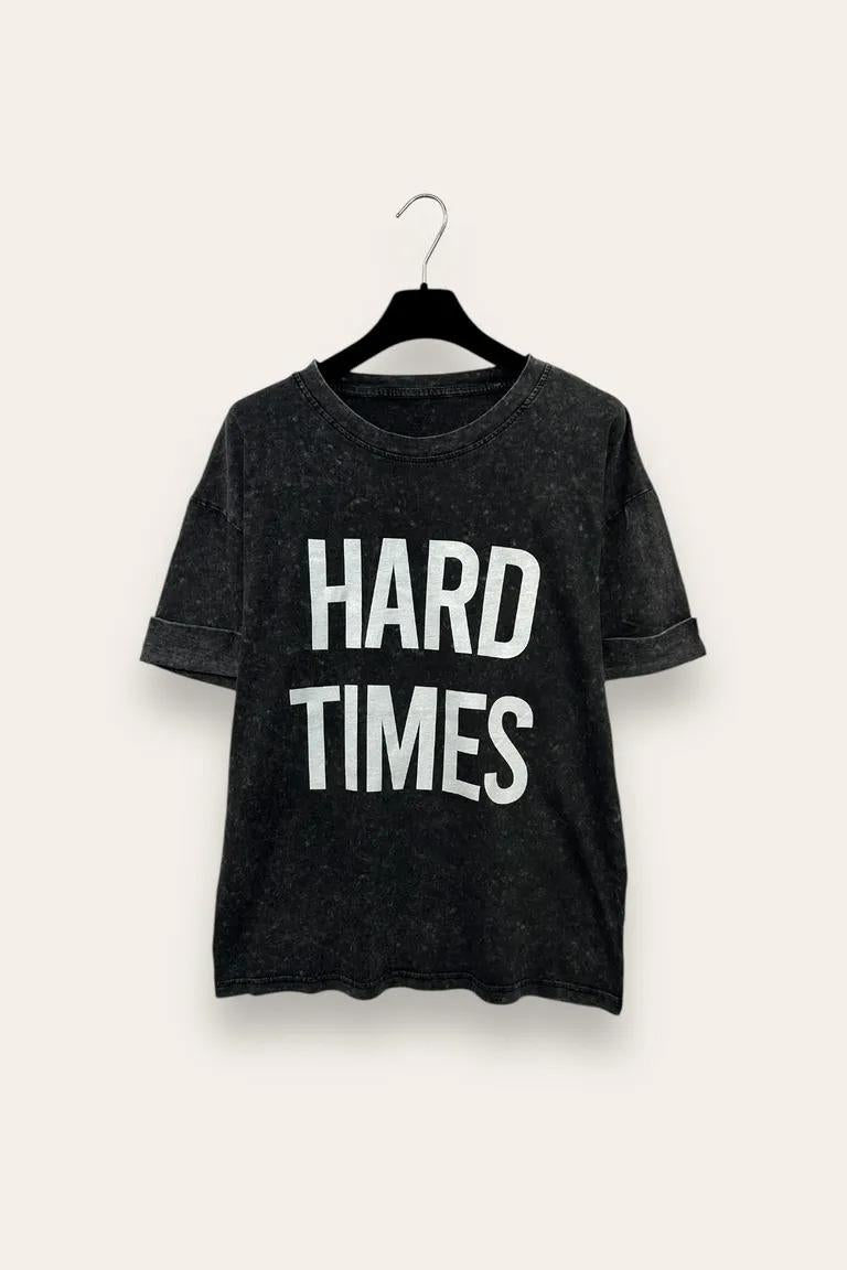 T-shirt stone wash con scritta "hard time" VB-10754/Antracite LOVEme