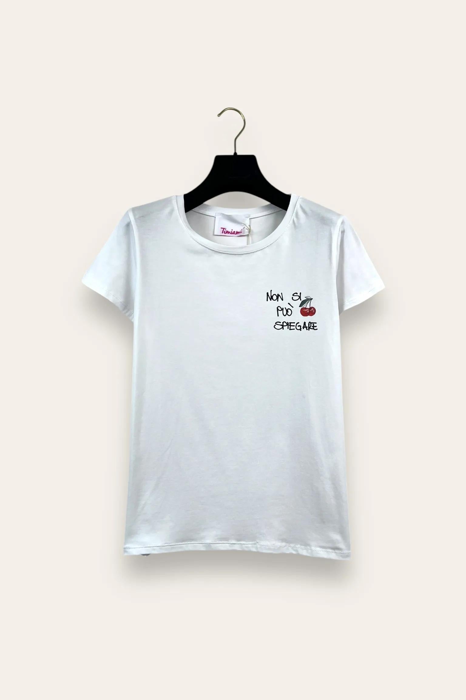 T-shirt con scritta "non si può spiegare" 