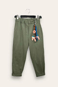 Soft trousers with keychain gadget, elastic waist