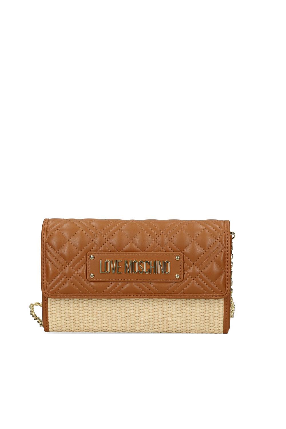 BORSA STRAW+QUILTED PU CUOIO 