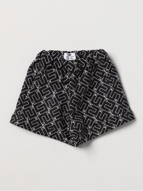 SHORTS IN CREPE ST. LOGO INCASTRO NERO/BURRO 