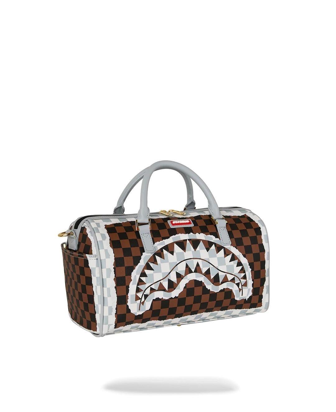 CREAM BROWN TEAR CHECK MINI UDUFFLE 
