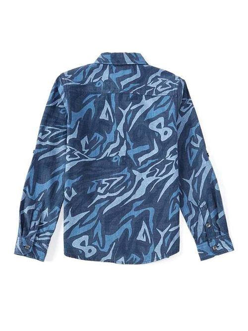 AOP INDIGO CANVAS ADJ.LS SHIRT 