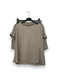 LOVEme Completo blusa con alamari e shorts on viscosa goffrata