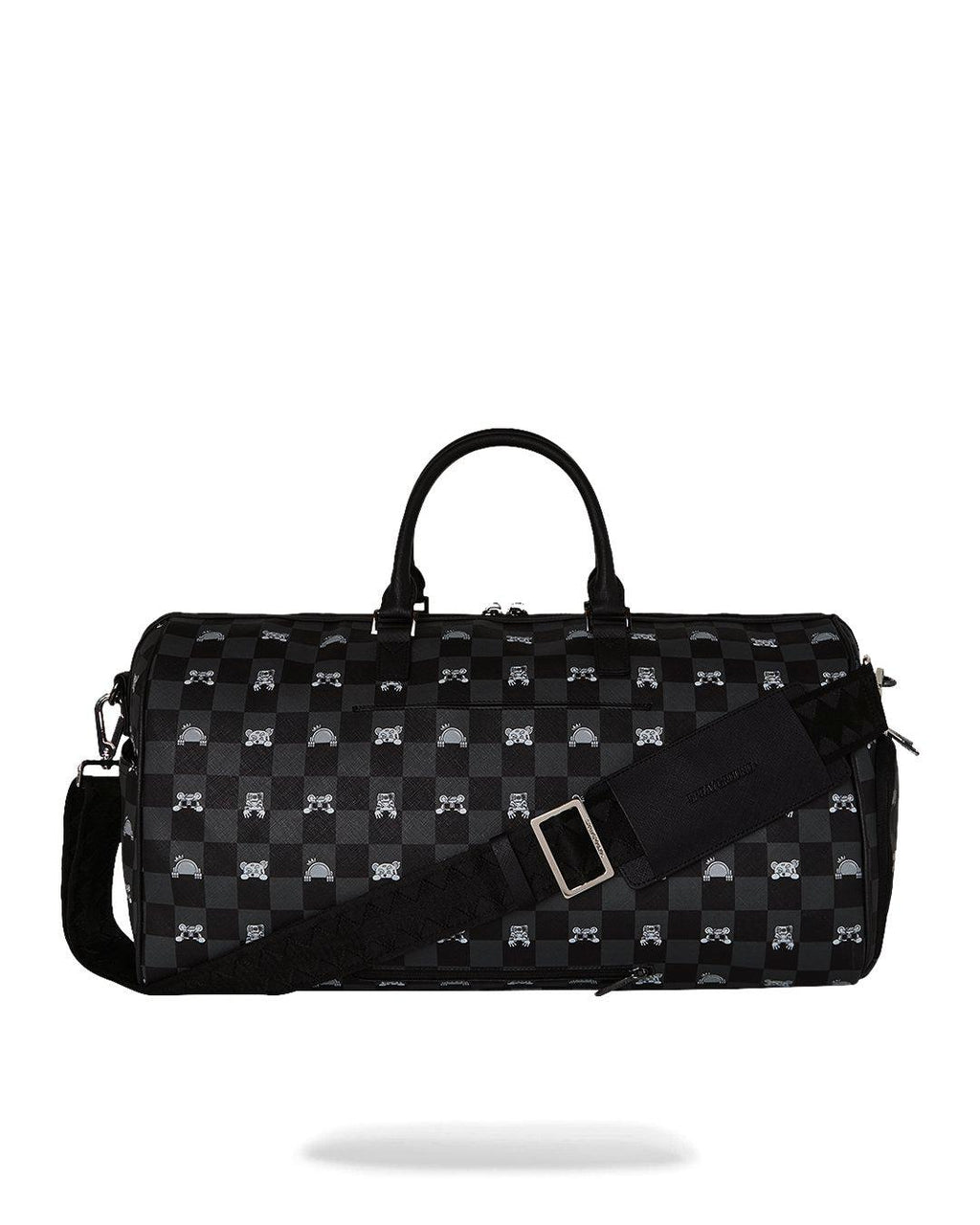 GRAY PEEKING CHARACTER CHECK<BR/>DUFFLE 