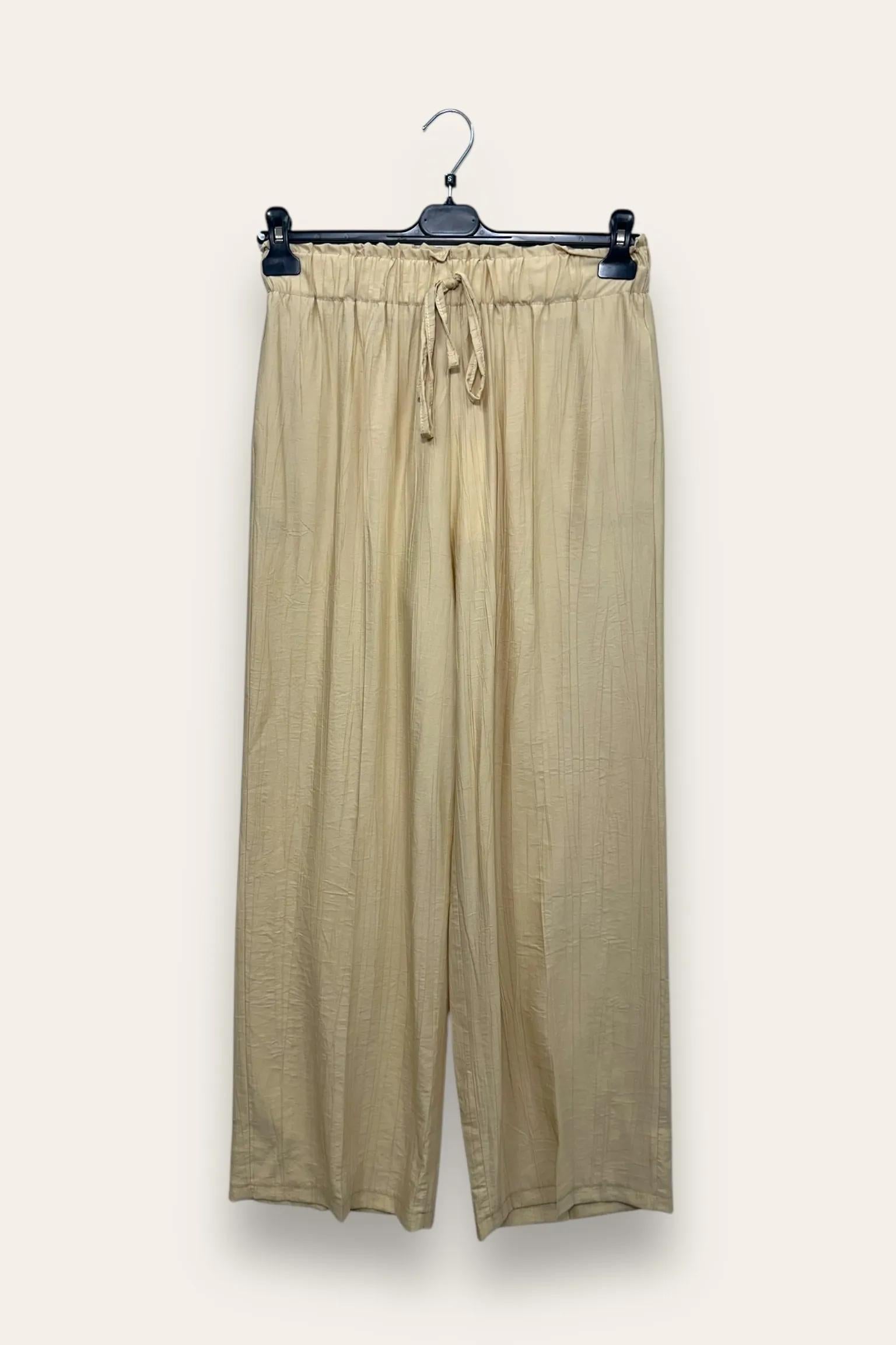 Pantalone in viscosa goffrata con coulisse 