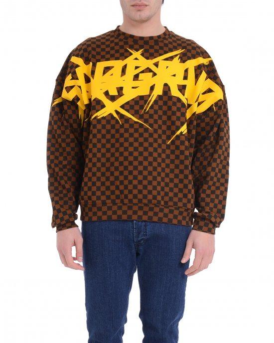 CHECKERED COLOR SCRATCH<BR/>CREWNECK 