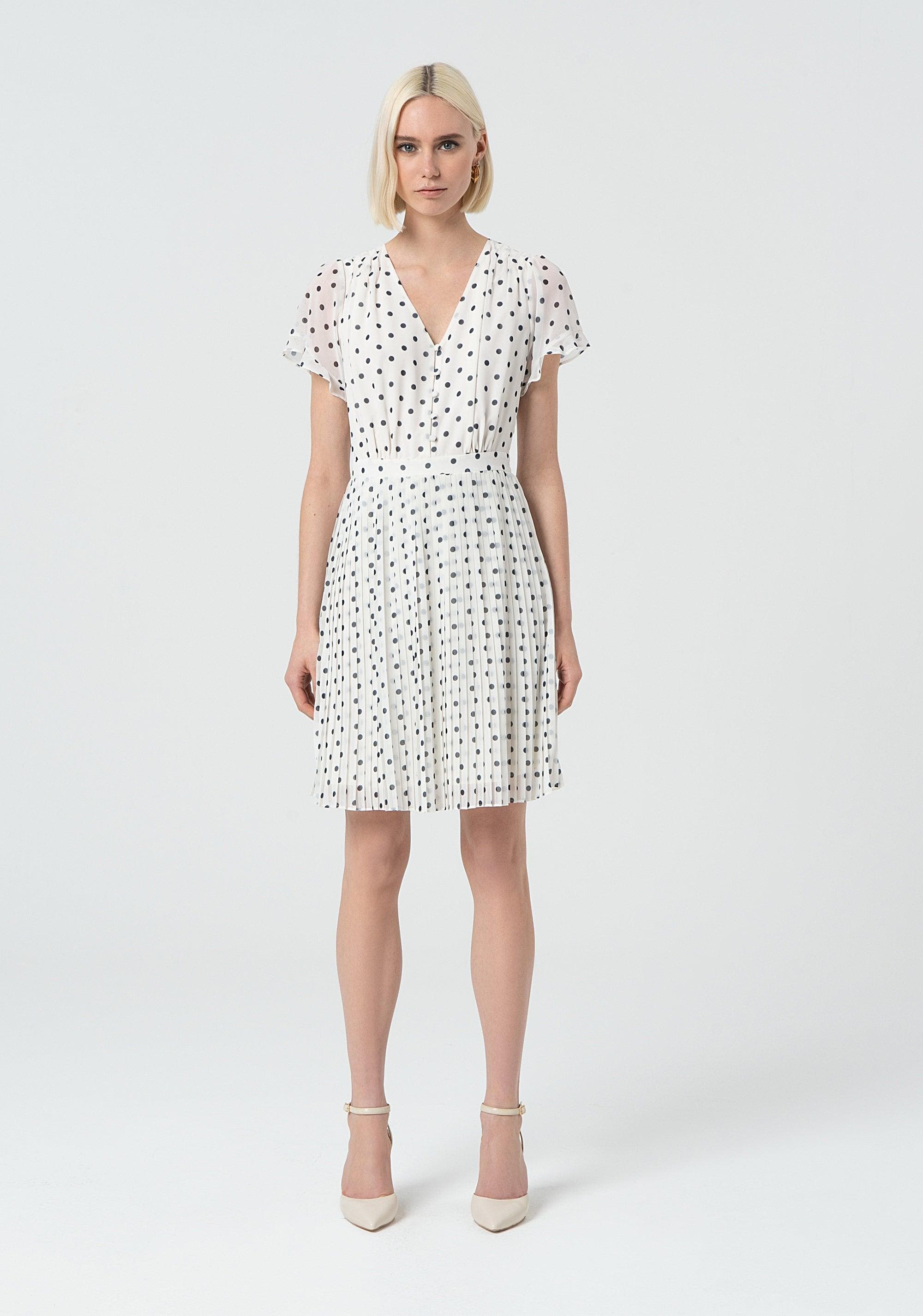 SHORT PRINTED DRESS CREAMBLUE 