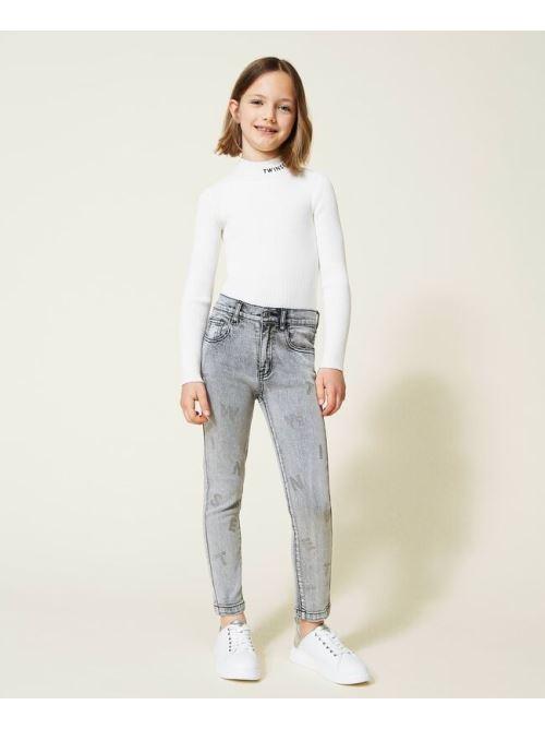 SKINNY IN DENIM DELAVATO CON APPLICAZIONI 222GJ2410/7284 TWINSET