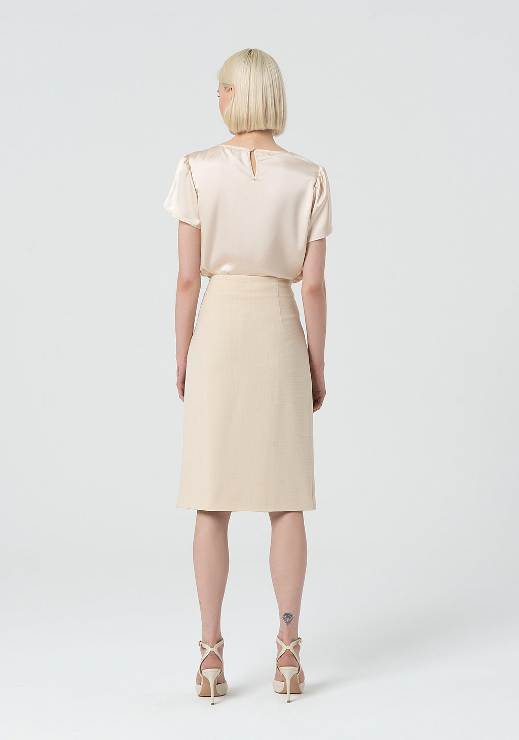MIDI SKIRT WITH FAKE BOW CLOSURE SA 