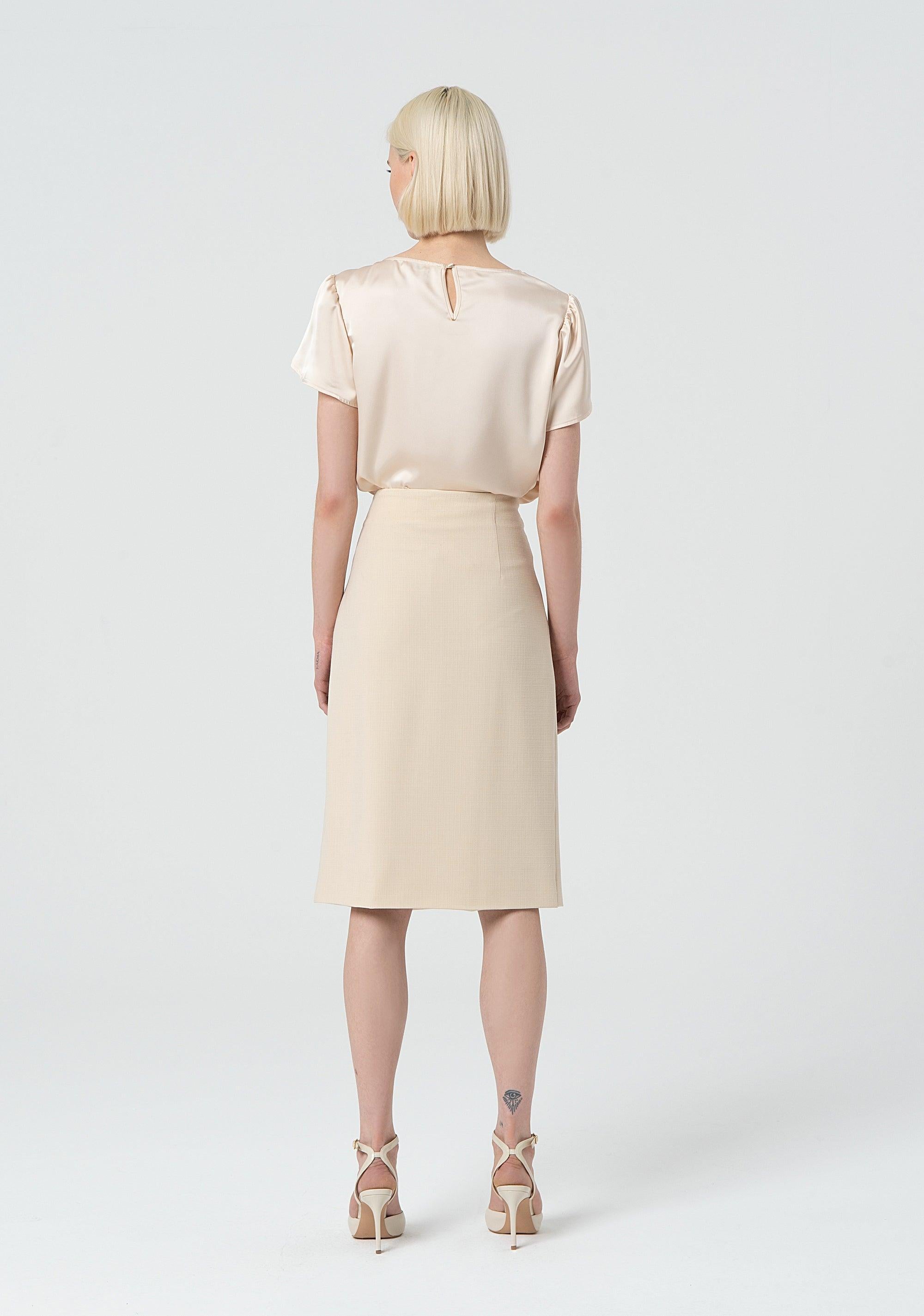 MIDI SKIRT WITH FAKE BOW CLOSURE SA 