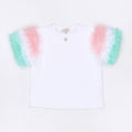 T-SHIRT IN JERSEY C/MANICHE IN TULLE SFUMATO 