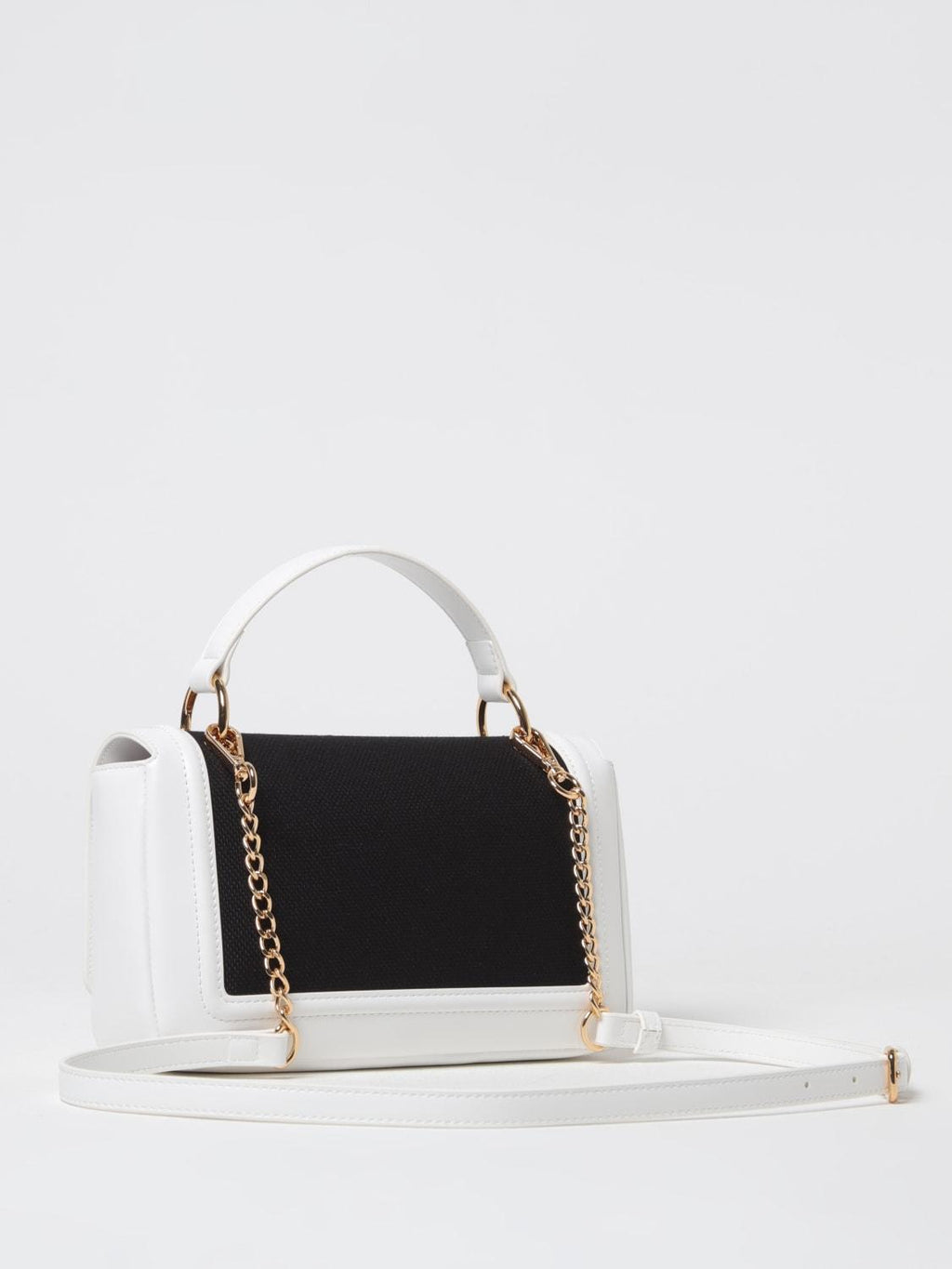BORSA CANVAS NERO+PU BIANCO 