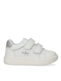 SNEAKER BASSA VELCRO BIANCO/ARGENTO 