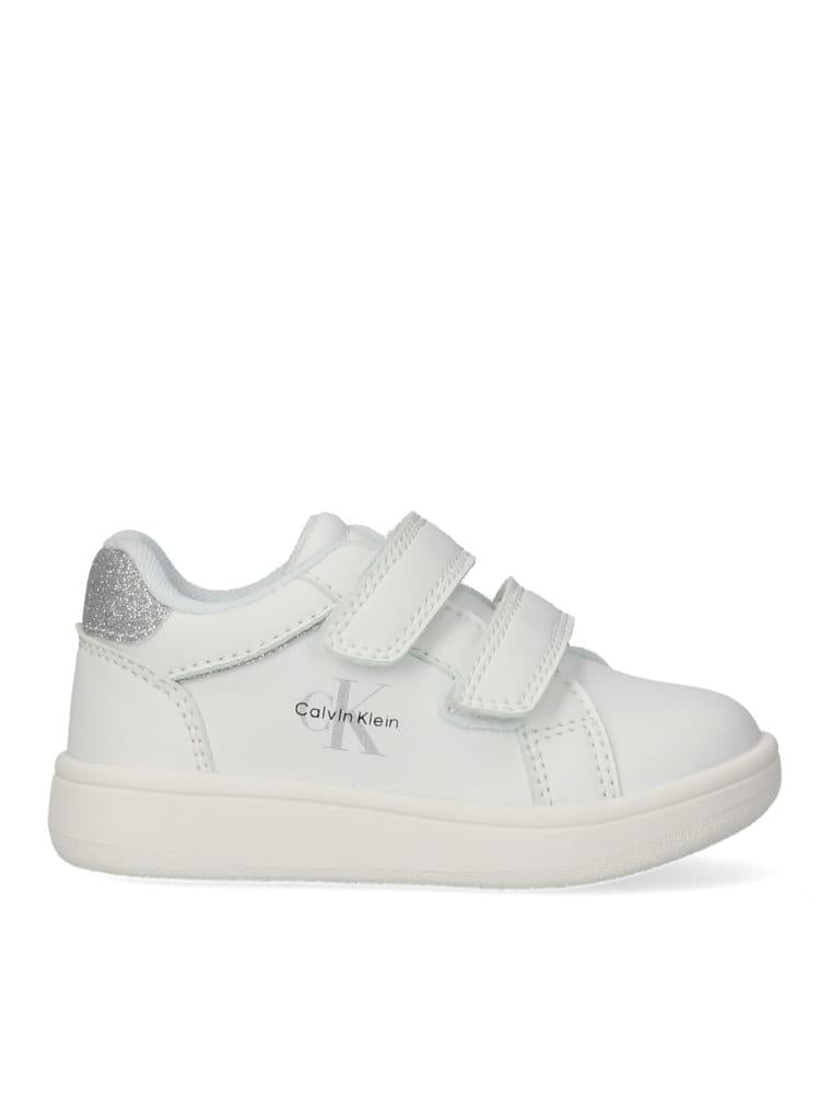 SNEAKER BASSA VELCRO BIANCO/ARGENTO 