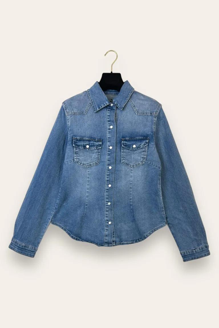 Camicia in jeans con bottoni poussoir TD-10646/Blue Jeans LOVEme