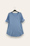 Basic crew neck cotton T-shirt, long sleeves