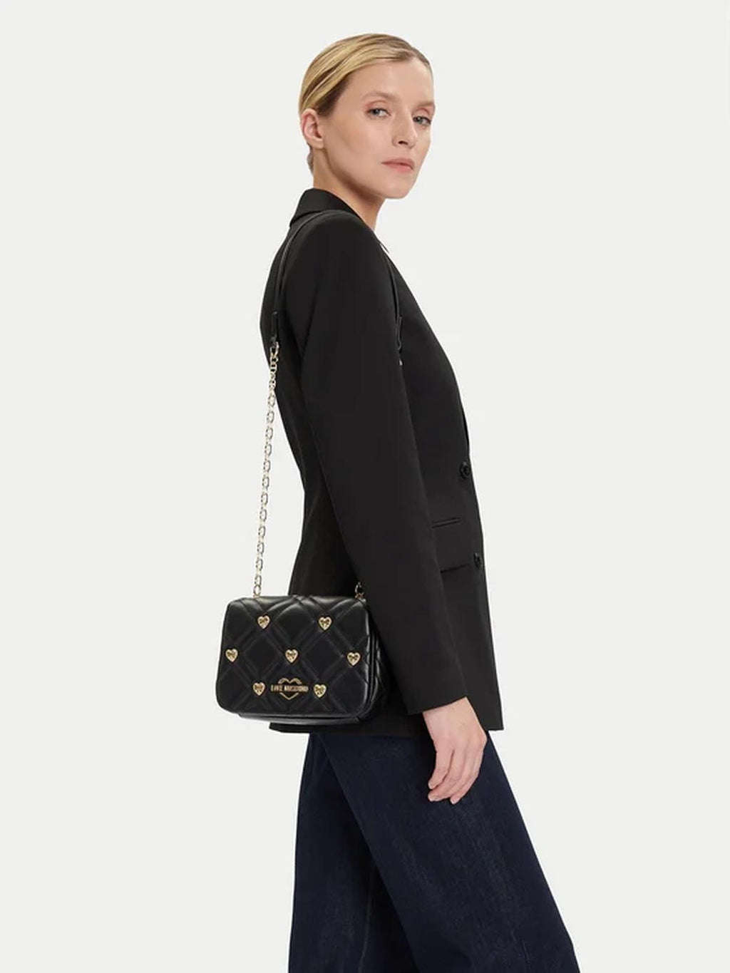 BORSA PU QUILTED GRS NERO +STUDS 