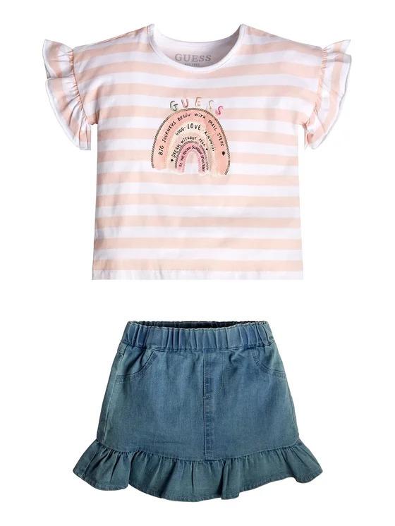 SET SS T-SHIRT+DENIM SKIRT K3GG01K6YW0/P01G GUESS