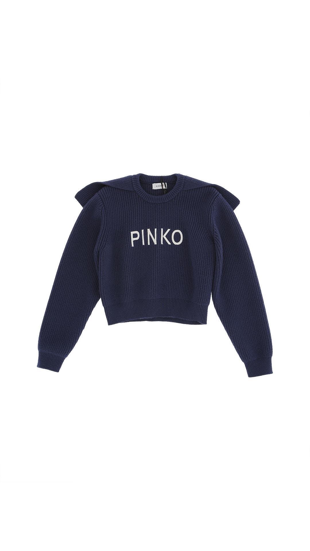 GIROCOLLO TRICOT CON BAVERO E RICAMO LOGO 