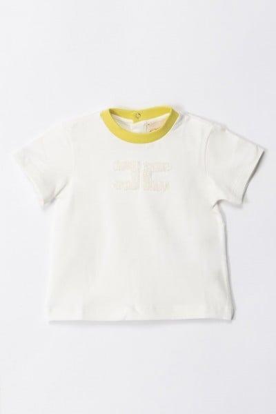 T-SHIRT CON COSTINA E RICAMO LOGO CEDRO/AVORIO 