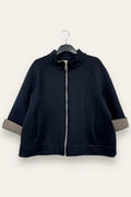 LOVEme Giacca neoprene con zip e interno rigato
