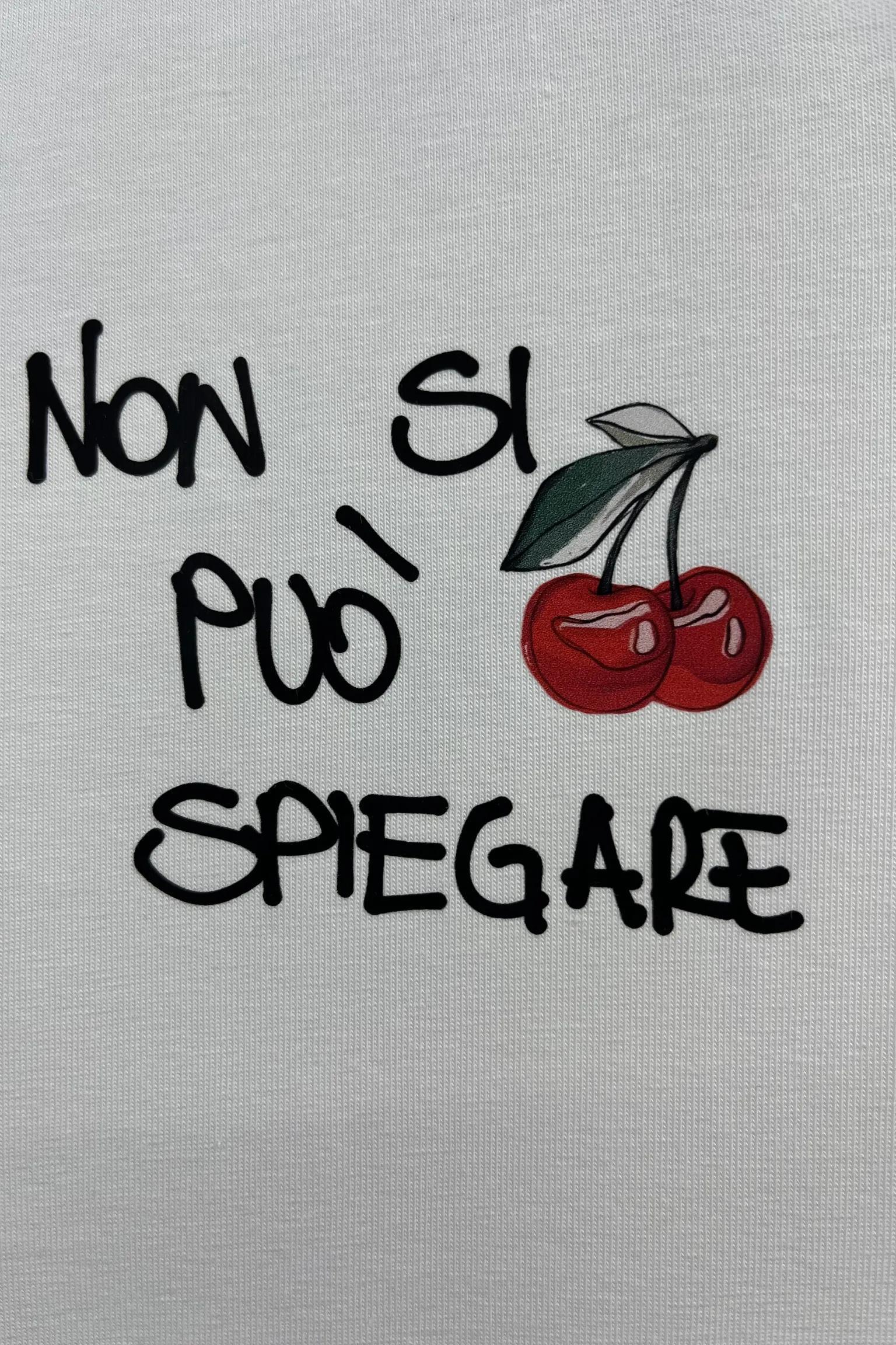 T-shirt con scritta "non si può spiegare" 