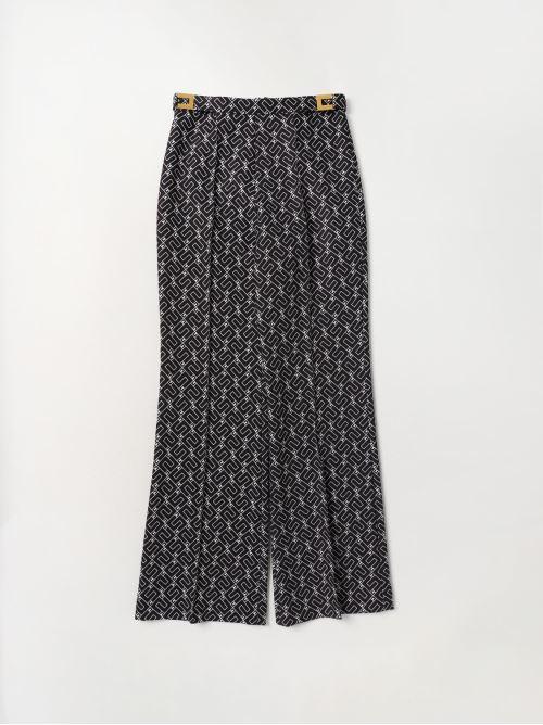 PANTALONE IN DOPPIO CREPE STAMPA LOGO INCASTRO NERO/BURRO EFPA192 0 TV682/D062 ELISABETTA FRANCHI La Mia Bambina