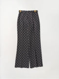 ELISABETTA FRANCHI La Mia Bambina PANTALONE IN DOPPIO CREPE STAMPA LOGO INCASTRO NERO/BURRO