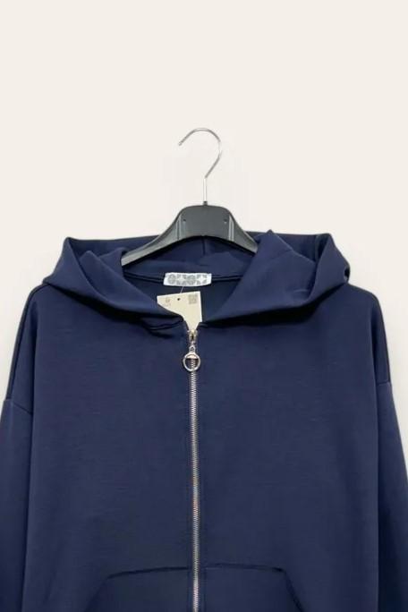Felpa con zip e cappuccio CL-10678-CL-2119/Blu LOVEme