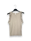 LOVEme Canotta a coste con tulle ricamato