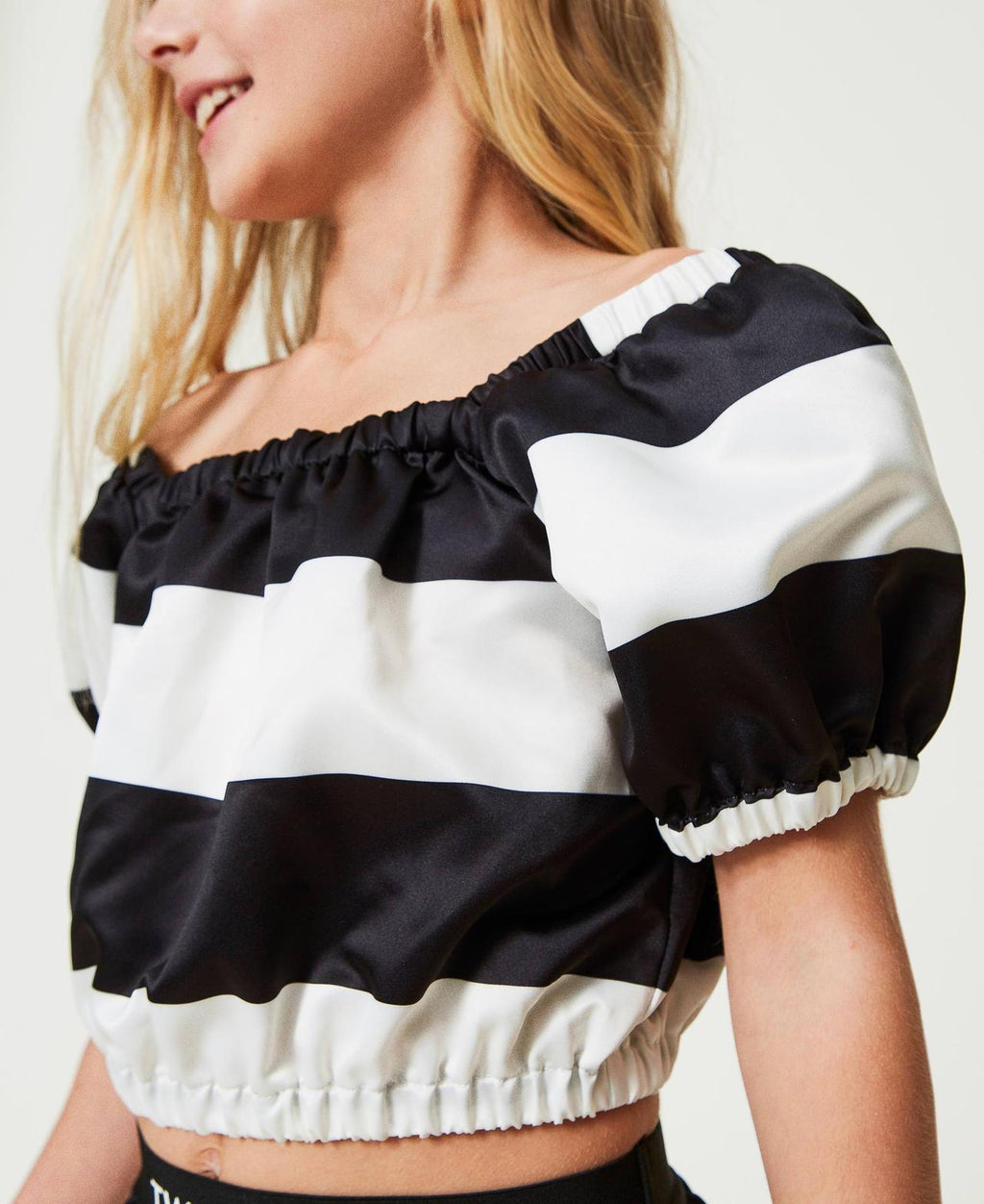 BLUSA IN RASO STAMPA RIGHE 