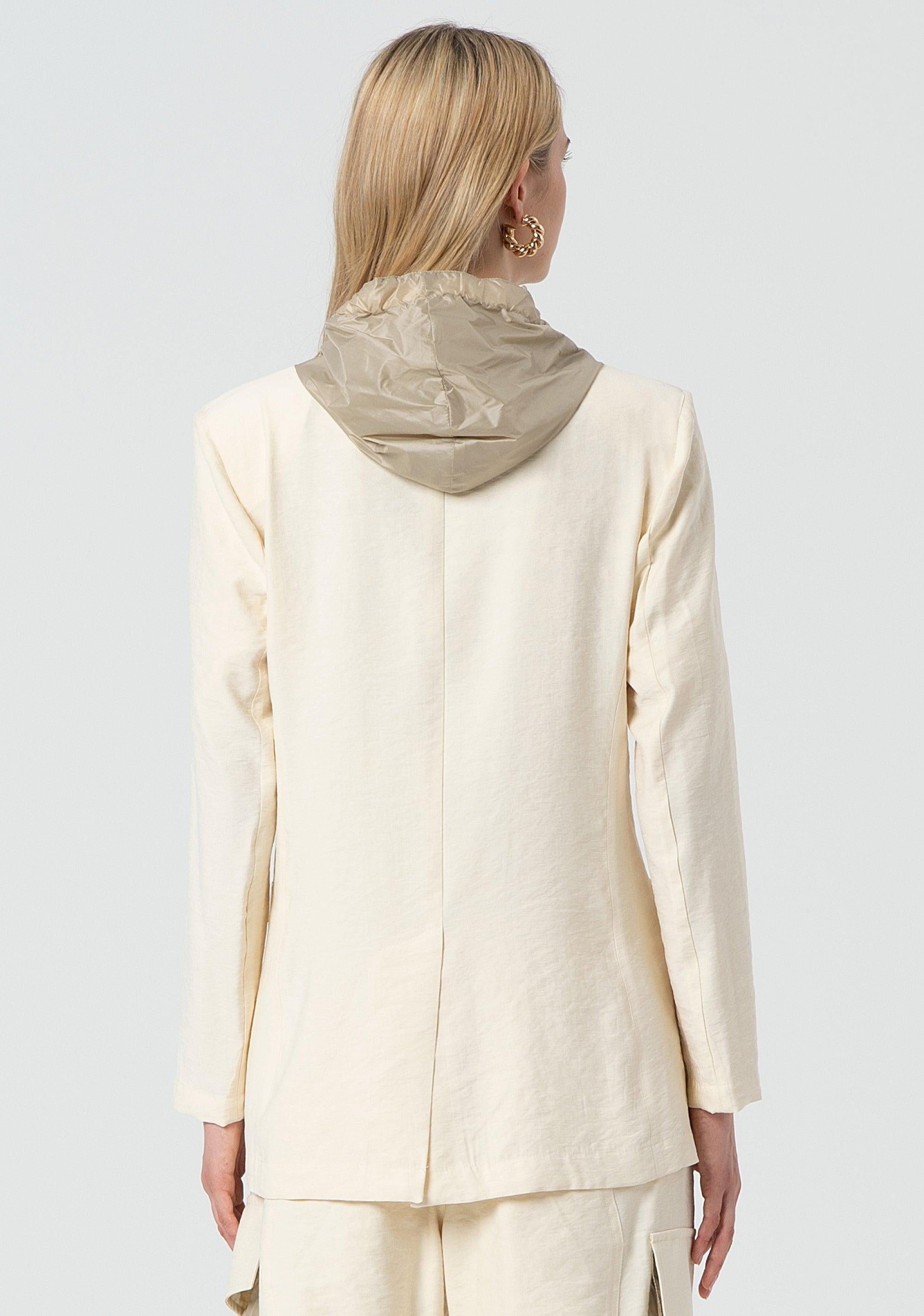 LONG HOODED BLAZER BUTTER 
