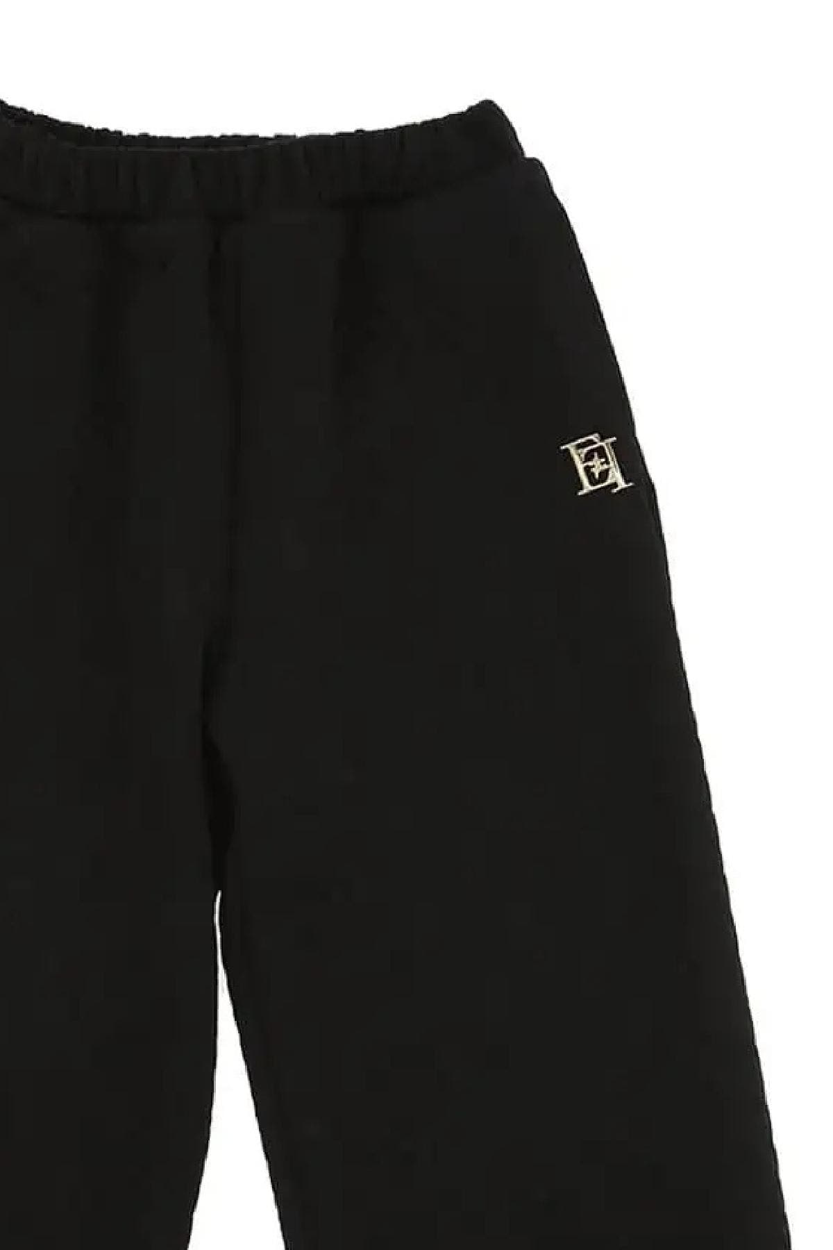 JOGGERS IN FELPA EMBOSSED CON PLACCA EF NERO 