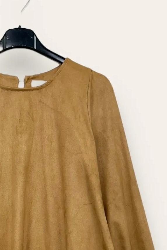 Abito in dainetto con bottone dietro JW-10732/Cammello LOVEme