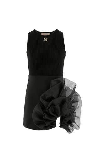 ABITO CON MOTIVO ORGANZA E PLACCA NERO EFAB525 0 TV665/N000 ELISABETTA FRANCHI La Mia Bambina