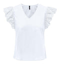 ONLY ONLLOU LIFE EMB S/S FRILL TOP PTM
